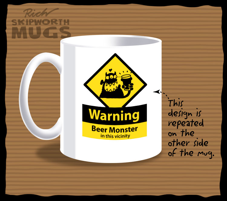warning beer monster mug